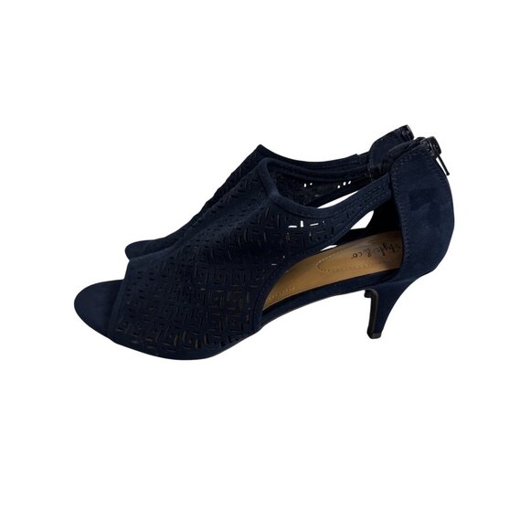 Style And Co. Womens Navy Blue Peep Toe Laser-Cut Heels Back Zipper Closure size - Picture 5 of 8